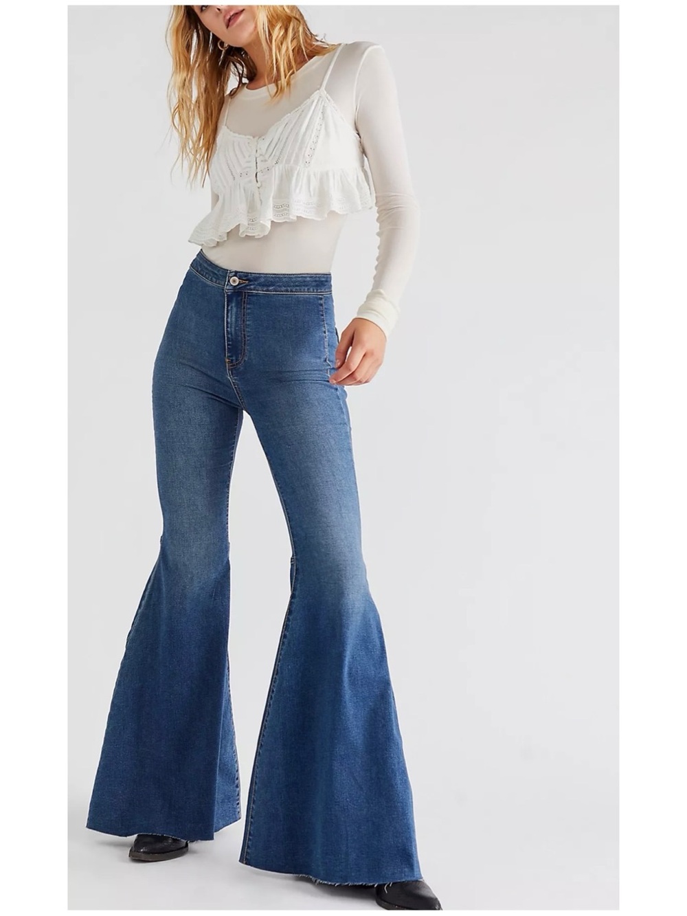 Free People We The Free Women’s 27 High Rise Just Float On Flare Jeans Stretch